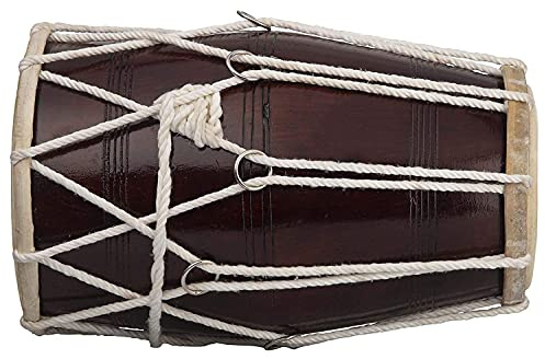 Generic Holztrommel, Dholak, Braun, Indisches Volksmusikinstrument, Handgefertigtes Holz, 1 Stck