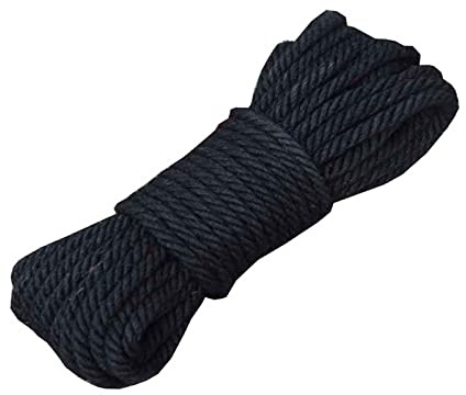 ZEALMAX Natürliches Hanfseil, 20 m x 8 mm, dicke Jute-Schnur für Heimdekoration, Gartenarbeit, Bastelarbeiten, Kunstwerke, Schwarz