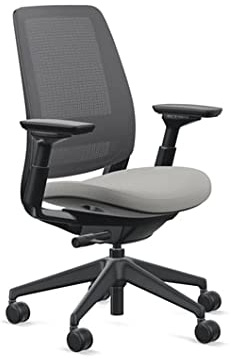 Steelcase Series 2 Office Chair, Black Frame and 3D Microknit Back, Wheels for Hard Flooring, Era Fabric (Night Owl)