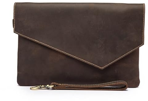 XIXIDIAN Leder Herren Kupplung Tasche Mann Geldbörse Handtasche Große Handtasche Große Kupplung Brieftasche Farbstoff Braun (Color : Brown, Size : 30 * 23cm)