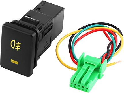 12V Gleichstrom 4-adrig Nebelscheinwerferschalter Nebelscheinwerfer-Ein/Aus-Taste Lichtschalter Schalter für Gelbe Anzeige Camry/Yaris/Highlander/Prius/Ralink/Corolla/Vios/Reiz/Prado