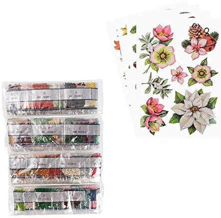 Ideen mit Herz Diamond Painting Sticker | 4 Bogen in DIN A4 | Aufkleber einzeln abziehbar | inkl. Schmucksteine (Winter & Weihnachten 2)
