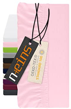 npluseins Spannbettlaken für Topper, 180-200 x 200 cm, Rosa | Jersey, hautfreundlich, für Matratzentopper, Öko-Tex Standard 100, rundum Gummizug, perfekter Sitz, formstabil, atmungsaktiv