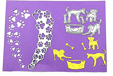Metal Dog Bone Dog Paw Print Die Cuts Dogs Cutting Dies Embossing Stencils Template Mould for Card Making Decoration and DIY Scrapbooking Album