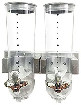 Futchoy Müsli-dispenser med 2 behållare, väggspannmålsbehållare (silver)