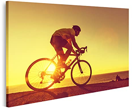 islandburner Bild auf Leinwand Rennrad Radfahrer Mann Radfahren Sonnenuntergang Rennrad Radfahrer Mann Radfahre Bilder Wandbilder Poster ISEV-1P