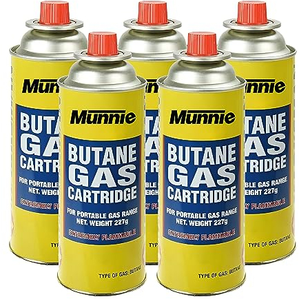 Munnie Butane Gas Canisters | Portable Gas Canister for Outdoor Cooking Stove, Blowtorch, Barbecue, Weed Burner | Gas Canister Cartridge for Camping | Gas Cylinder for Outdoor Activities (8 Pack)