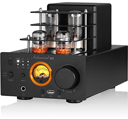 Nobsound A3 Vacuum Tube Amplifier: Hi-Fi Bluetooth Stereo Amp with USB Optical Coax Inputs Subwoofer Output VU Meter for Home Audio Speakers