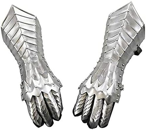 Mittelalterliche Rüstung Stulpen Historische Nazgul Arm Handschuhe Ritter Larp Krieger Stulpen Silber Kreuzritter Arm Handschuhe Rollenspiel Kostüm, silber, One size