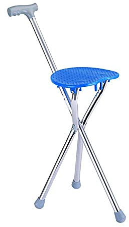 SilteD Bâton de Marche avec siège Bâton de Marche Chaise Bâton de Marche Tabouret Pliant à Trois Pattes pour Personnes âgées Marcheur antidérapant, Marron, Bleu Pratique (Color : Pink) Present