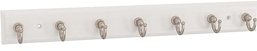 Franklin Brass Key Tidy (1-Pack) Pure White Holder 14' Wall Mount Small Item Rack 7 Hooks for Wall, Hallway, Entry Keychain Rail Organizer B46712K-PMN-R