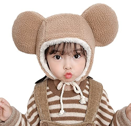 Wintermütze Junge Mädchen Fliegermütze Ohrenklappen Hut Plüschfutter Trappermütze Winddichter Earflap Hut Fellmütze Cartoon Süße Kindermütze Weiche Warme Plüschmütze Kopfhaube für 3-6 Jahren Kinder