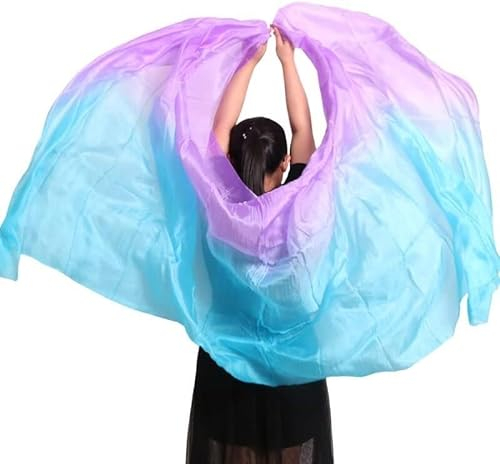 Bauchtanz-Seidenschal, Tanzzubehör, Bauchtanz-Schleier aus echter Seide, Bauchtanz-Zubehör, Handschal, Tücher, individuell gestaltete Bauchtänzerin, Bühnenperformance-Requisite (Farbe: Weiß, Rot, Größ