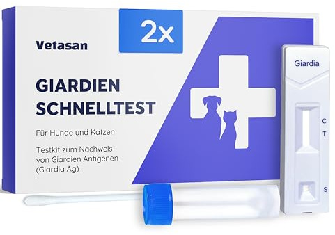 Vetasan 2X Giardien Schnelltest für Hund & Katze I Professioneller Giardientest zuverlässig & schnell I 98,3% Genauigkeit I Giardien Test, Giardia Test