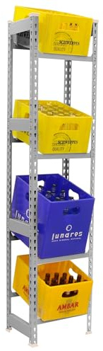 Simon Rack Estantería Cajas de Bebidas, 4 Cajas, 2000x400x300 mm, 4 Alturas, 100 kg de Punto Flexión, Estantería para Bebidas, Galvanizado - Simonbottle