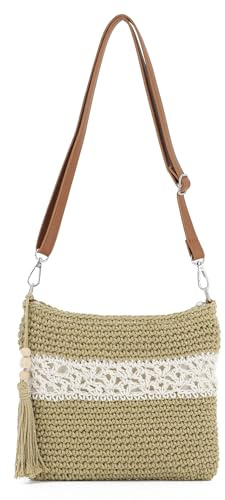 SUKUTU Women’s Handwoven Crossbody Purse Summer Beach Straw Messenger Bag Woven Cotton Handmade Shoulder Handbag