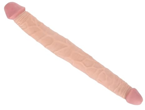 ReptiLeisure 14.5 Inch Double Ended Dildo, Flesh Double Side Dildo Realistic Penis Double Dong Anal Vaginal Stimulator Adult Sex Toys for Women Lesbians