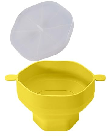 Remorui Silicone Microwave Popcorn Bowl with Lid Large Capacity Heat-Resistant Foldable Popcorn Maker Bucket Bowl Popcorn Popper Yellow