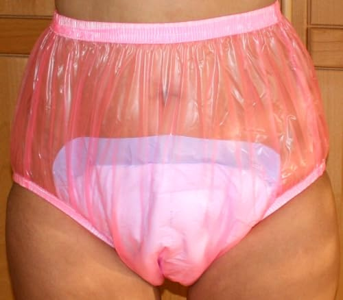 PVC Adult Baby Inkontinenz Windelhose Gummihose rosa transparent WHHR (3XL)