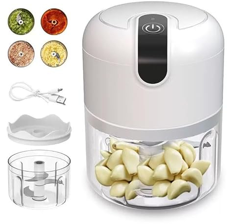 Electric Food Chopper, Mini Garlic Chopper 250ml Kitchen Food Processor and Blender USB Charging Wireless Electric Garlic Chopper, Mini Chopper Blender for Chili Vegetable Nuts Fruits Meat