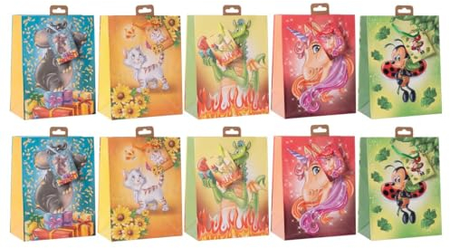 Laro Premium-Line Kleine Geschenktaschen Geschenktüten Mini Tiere 10-100 Stk, Anzahl:40, Muster Tüten:Tiere Mini