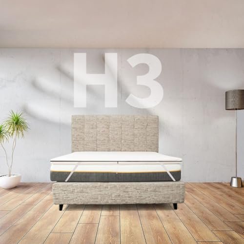 Topper aus Memory-Schaum gegen Rückenschmerzen, Höhe 3 cm, für französisches Bett, 130 x 200 cm, abnehmbarer Topper, hergestellt in Italien, hypoallergen mit Gummibändern zur Befestigung – Modell Maya