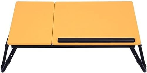 Justerbart skrivbord för bärbar dator för sängen Knä och skrivande Vikbar 4 nivåer Brickbord Bärbart stativ Tittar på film (Färg: Svart) (Gul)