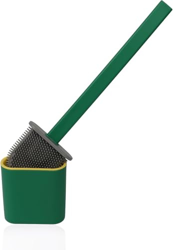 DIVCHI Toilet Brushes & Holders Bathroom Accessory | Cleaning Products | Silicone | Deep Cleaner | Holder Set (Green)
