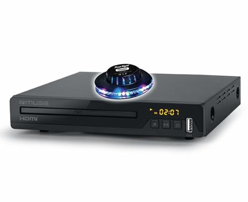 Bmi Lecteur DVD Muse M-55 DV - USB, Sortie HDMI/RCA/Composite/Coaxiale, Full HD, Mp3, JPEG Xvid, Ecran LED, Soucoupe OVNI LED Inclus