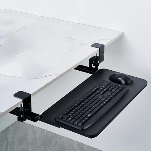 FGDIUCVN Ergonomische Tastaturablage unter dem Schreibtisch mit stabilem C-Klemmen-Montagesystem, einfache Installation, ausziehbare Tastaturablage unter dem Schreibtisch für Zuhause und da