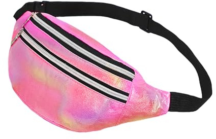 AfitLulu Holographische Bauchtasche Damen Sport Gürteltasche Herren, Hüfttaschen Damen Laufgürtel Handy Wasserdicht Fanny Pack mit 2 Reißverschlusstaschen und Verstellbarem Gurt für Outdoor (Rot)