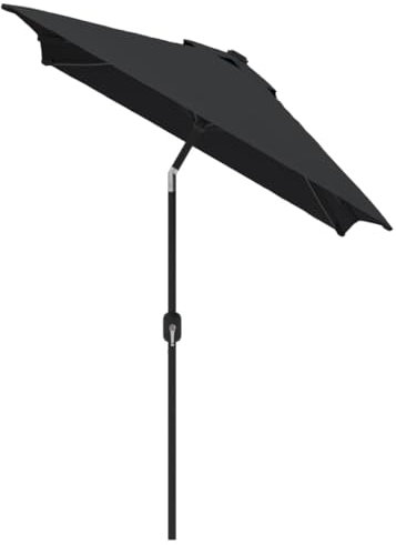 Higsose Gartenschirm 2x3x2,52 m Strandschirm Rechteckig mit 6 Stahlstreben Sonnenschirm Balkon Schirm für Sonnenschutz mit Kurbelsystem Schwarz UV Beständigem und Verblassfestem Rostfreie