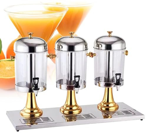 Dispensador De Bebidas De 2/4/6 Galones, Dispensador De Bebidas Transparentes, Cerveza, Agua, Jugo, Bebidas FríAs, MáQuina Dispensadora De Bebidas De Acero Inoxidable,Golden-TripleShape