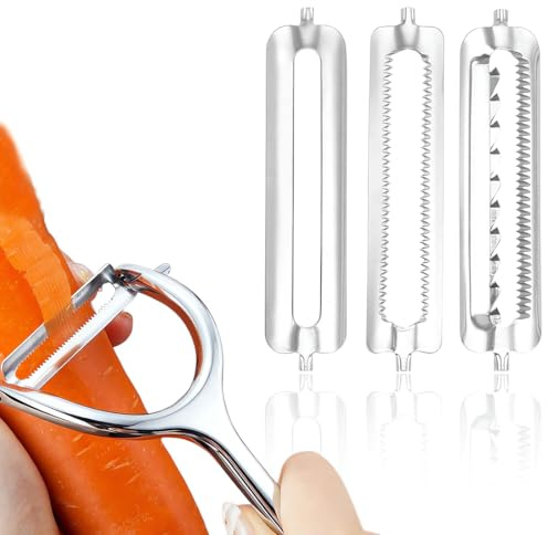 SIRLOMU 6 Stück Sparschäler, Turbo Schäler, Ersatzklingen für Spargelschäler, Tupperware Ersatzklinge, Doppel Ersatzklingenes Famos, Klinge Krebsschäler Messerklingen, Orangenschäler