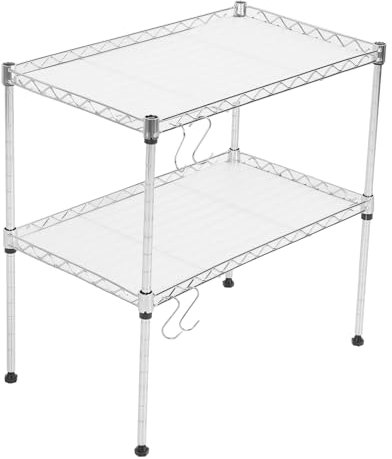 Zerodis Support de Four à ondes, Ustensiles de Cuisine de Comptoir, Rangement de Vaisselle, étagère Réglable, Organisateur à 2 Niveaux avec Crochets, Support de Rangement de