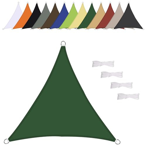Vela ombreggiante Triangolo equilatero 5x5x5m Impermeabile Tenda a Vela Parasole Protezione Solare Anti UV per Giardino Esterno Terrazza-Verde