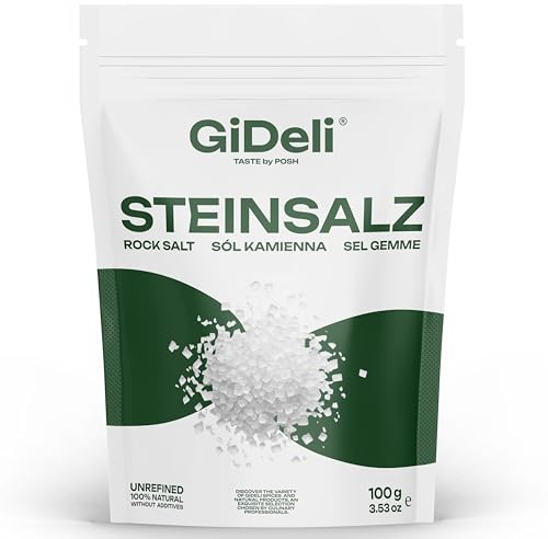 GiDeli Sel gemme grossier, sel de table granuleux naturel, sel cristallin, sel de jeu de qualité supérieure (100 g)
