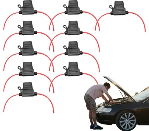 Soporte de fusible para automóviles: protección estándar de circuito automotriz impermeable, 10 piezas de fusible de alta resistencia estable | Accesorios eléctricos confiables para sistemas de equipo
