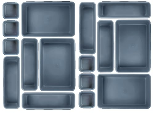 ipow Set di 16 Organizer per Cassetti 3 Dimensioni Organizzatore Cassetti in Plastica Scatole di Plastica in 3 Misure Multiuso Cucina, Bagno, Ufficio