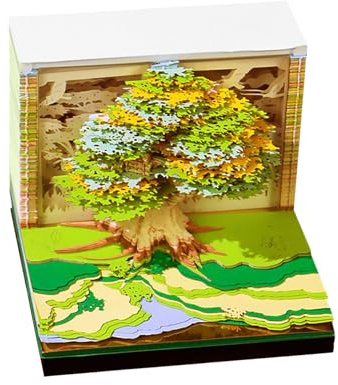Blocco note 3D con calendario 2026, promemoria 3D, a forma di casa sull'albero, per il Ringraziamento, Natale, inaugurazione della casa, ufficio, scrivania