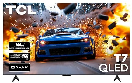 TCL 75 Inch Class T7 Series | 4K QLED HDR | 75T7, 2025 Model | 120HZ-144HZ High Brightness Smart Google TV Dolby Atmos Audio | Voice Remote Alexa Gaming Streaming Television
