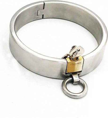 YAXZA Höhe 3,2 cm Schweres Edelstahl-Sexhalsband, Abschließbar Metall Halsband Halsbänder, O-Ring-Fesselspiel, SM Bondage Set Fetisch Sklave Folter Sexspielzeug for Paare Männer Frauen