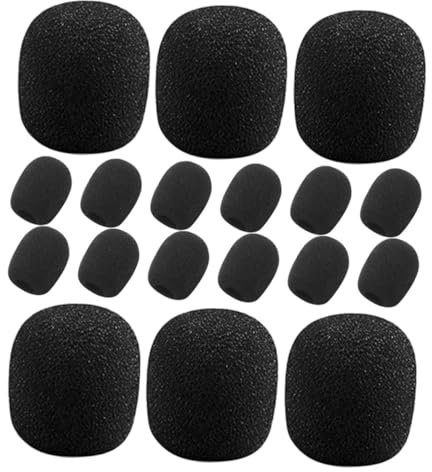 30pcs Microphone Foam Windscreens for Headset Microphones Black | Sponge Construction, Flexible Fit, Noise Reduction Cover, Suitable for Studios and Live Recordings