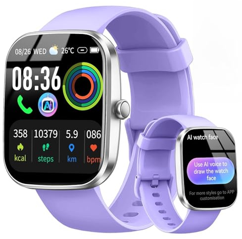 1.91 AI Smart Watch (Answer/Make Calls), ChatGPT Smartwatch Men Women, AI Voice Heart Rate Sleep Monitor, 200+Watch Face, 115+Sports IP68 Waterproof Fitness Watch Activity Tracker for Android iOS