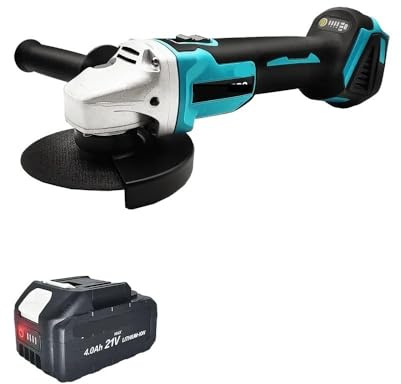 Amoladora angular eléctrica inalámbrica de 125 mm, sin escobillas, recargable, pulidora, compatible con batería de 18 V (sin batería).(1PC 4.0Ah Battery)