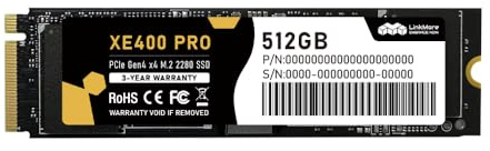 LinkMore XE400 Pro 512 Go NVMe SSD M.2 2280, PCIe Gen4 x4 (PCIe 4.0) SSD interne, jusqu'à 4850 Mo/s en lecture et 3300 Mo/s en écriture, pour appareils équipés d'un emplacement M.2 2280 NVMe