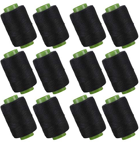 Ycauty Svart Polyester Sytrådsspole, Stark och Lätt, Perfekt för Quiltning och Handsömnad, Perfekt för Hem och Resor, 300 M Lång Set med 12