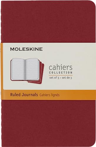 Moleskine Cahier Journal, Set 3 Quaderni con Pagine a Righe, Copertina Morbida, Colore Rosso, 64 Pagine, Formato Pocket 9 x 14 cm
