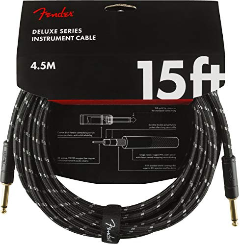 Fender Deluxe Series Instrument Cable - 15 ft – STR/STR – Black Tweed