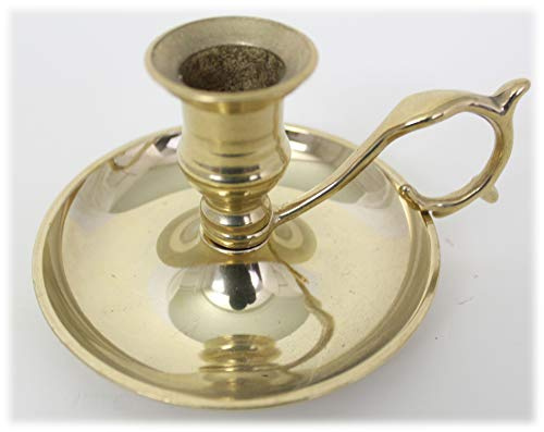 Kerzenleuchter Biedermeier Zeit, Poliertes Messing, Höhe 10 cm